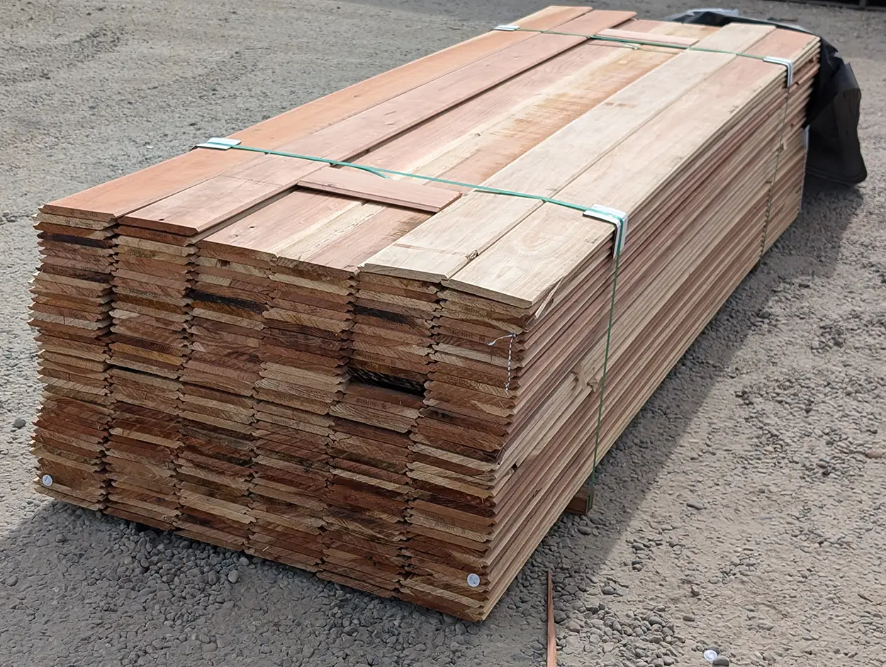 1x8 redwood merch shiplap left view